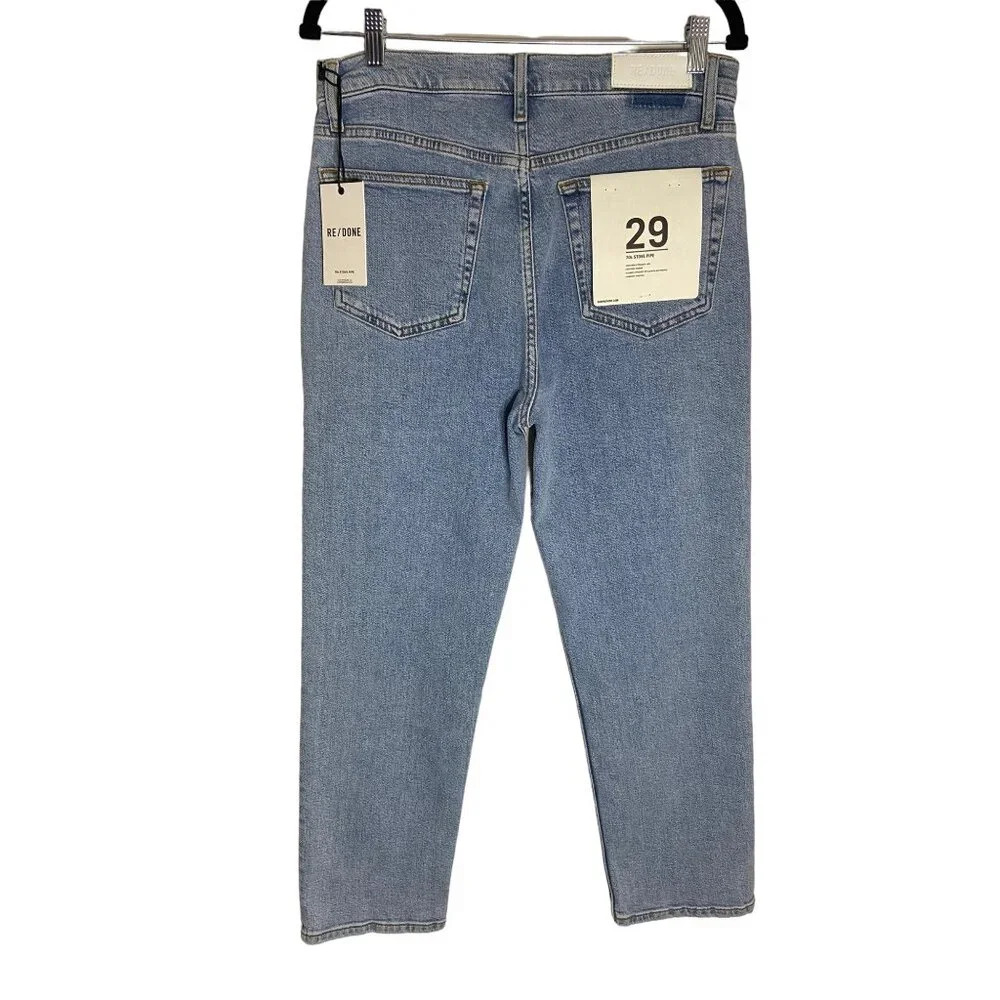 NWT RE/DONE 70'S Stove Pipe Light Wash High Rise Straight Leg Jeans-sz 30 - Picture 4 of 8